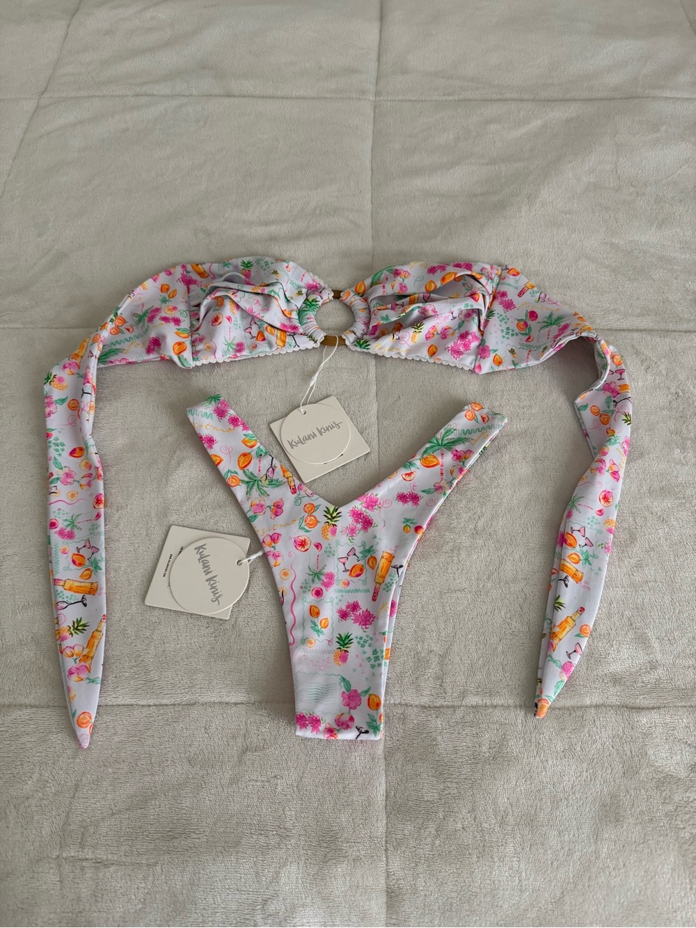 NWT kulani kinis strapless bikini set- saint tropez pattern